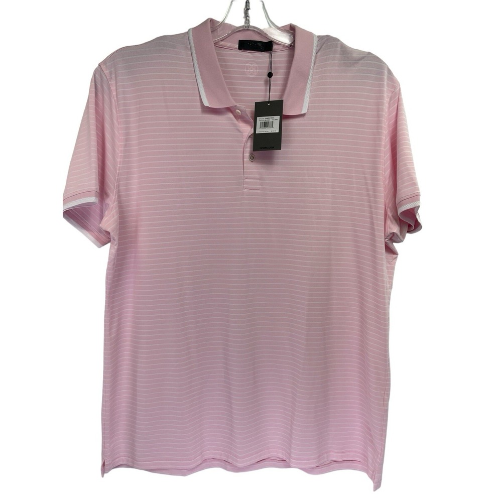 G/Fore Mens‎ Polo Sz XXL Pink/White Striped Golf Polo Shirt (R42) NWTs $120 MSRP